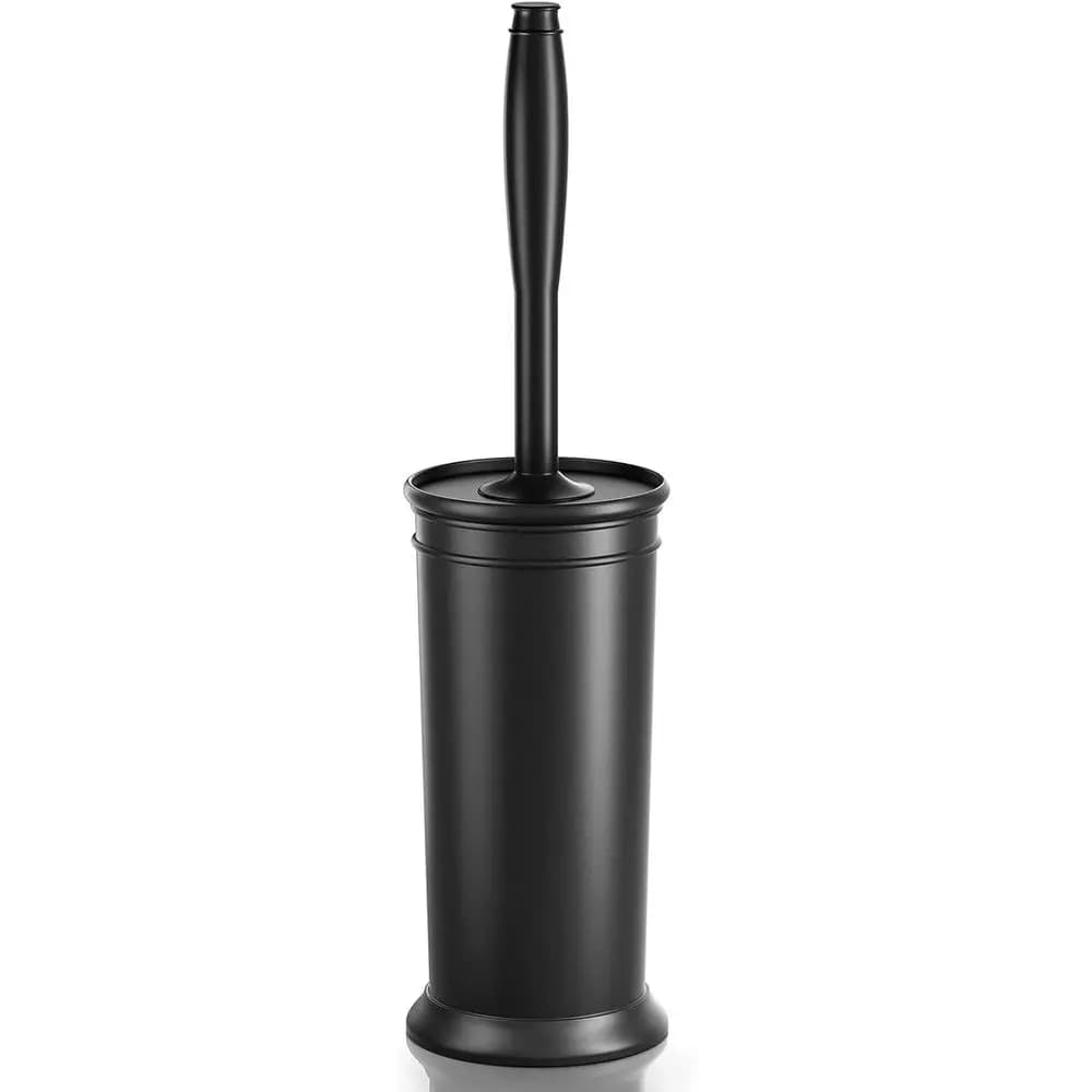 Spazzola per WC con Manico Lungo, Setole Resistenti e Supporto Coperto - Set per Pulizia Bagno Nero