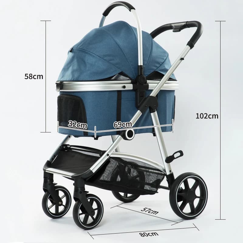 Passeggino di Lusso Pieghevole con Una Mano, Borsa da Viaggio, Grande Carrello da Corsa, Trasportino per Gatti per Salire le Scale, Trasportino per Animali da Viaggio