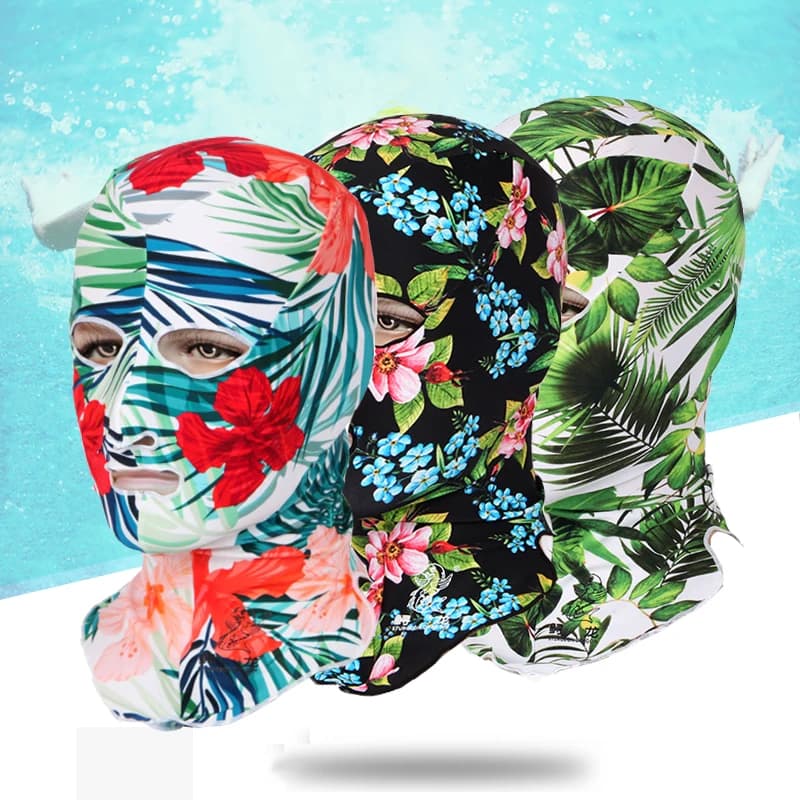 UV protection waterproof swimming headphones integral sunscreen Unisex underwater mask prevent meduse Facekini man woman headdress