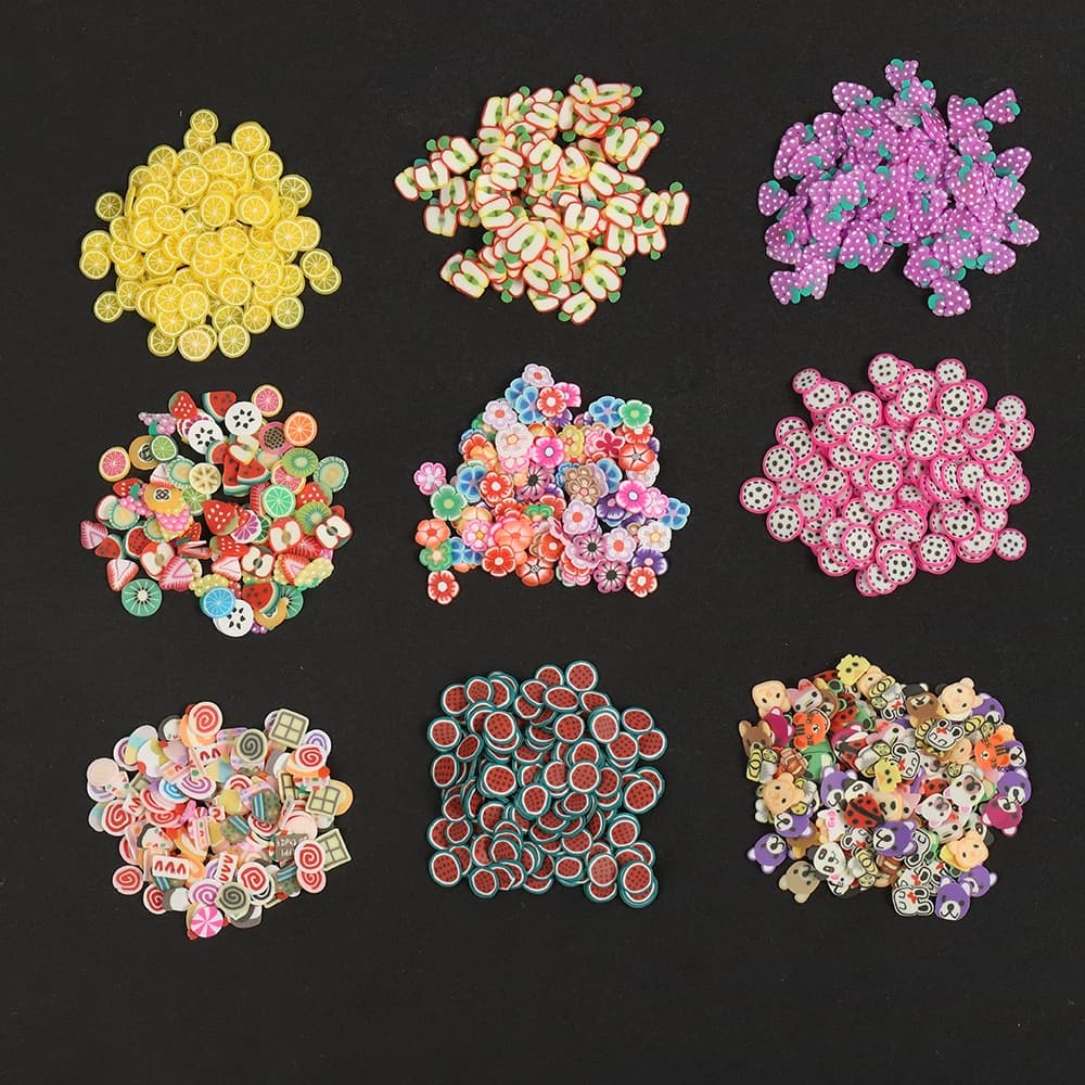 1000 pezzi Mix di fiocchi di argilla morbida alla frutta per stampi in Silicone in resina epossidica