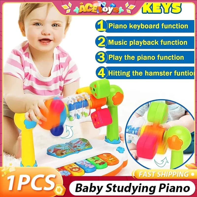 Educazione precoce che studia l'illuminazione del pianoforte Educazione precoce con luce e suono Baby Clap Qin e giocattoli a tamburo