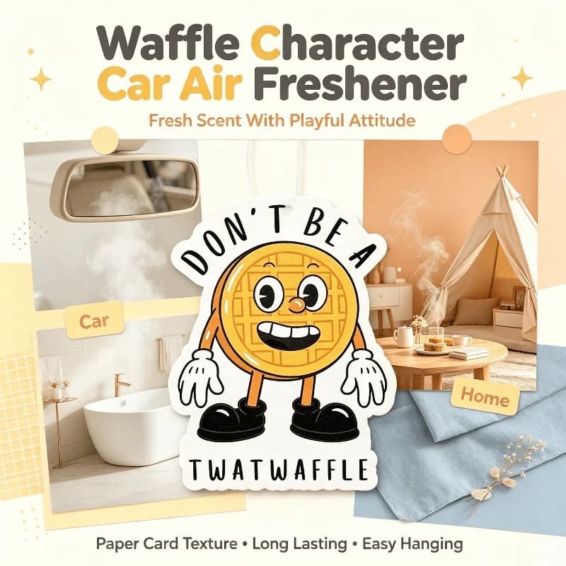 Car Air Freshener Funny Cartoon Waffle Character Hanging Scent Ornament for Car Interior Home Decor