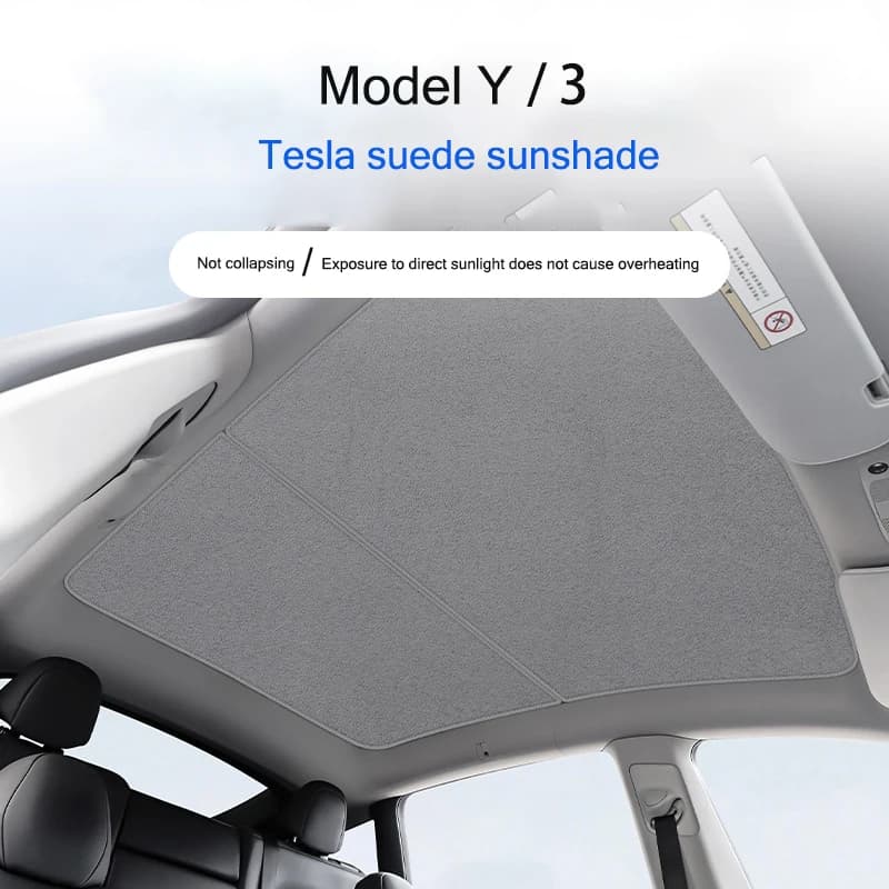 Tetto Apribile Parasole 2 Pezzi Per Tesla Modello Y/3 Versione Scamosciata Parasole Non-collasso Anteriore Posteriore Tetto Apribile Lucernario Accessorio