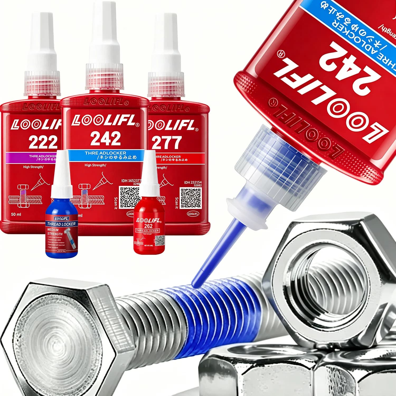 222 243 277Threadlocker Screw Glue Thread Locking Agent Anaerobic Adhesive Quickly Cured Corrosion-Resistant Anti-Loosening Glue