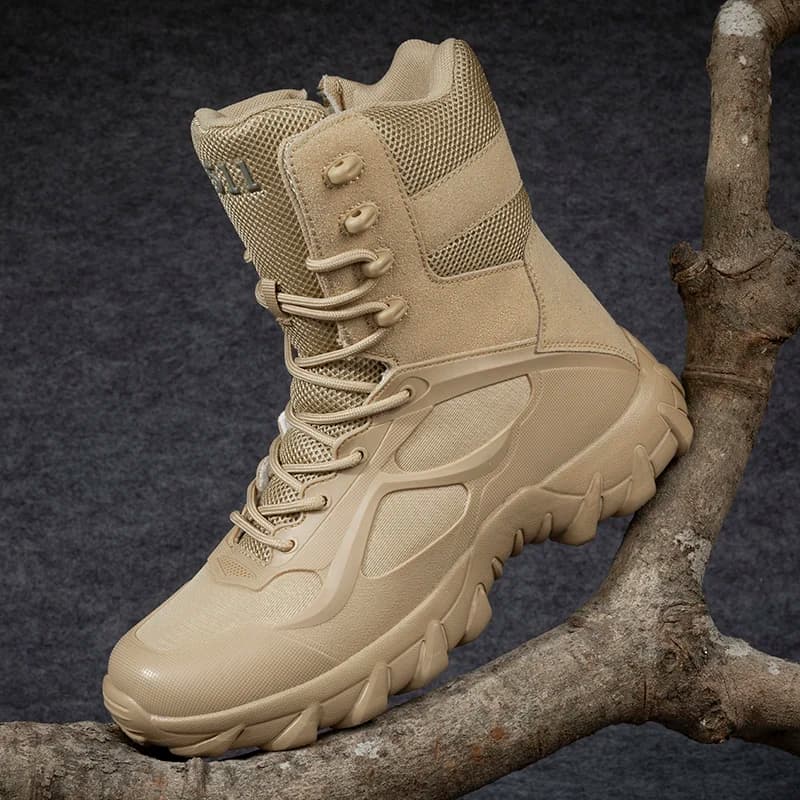 Scarpe da trekking all'aperto Uomo Stivali alti caldi antiscivolo ammortizzanti Uomo Stivali da combattimento comodi con lacci resistenti all'usura da uomo