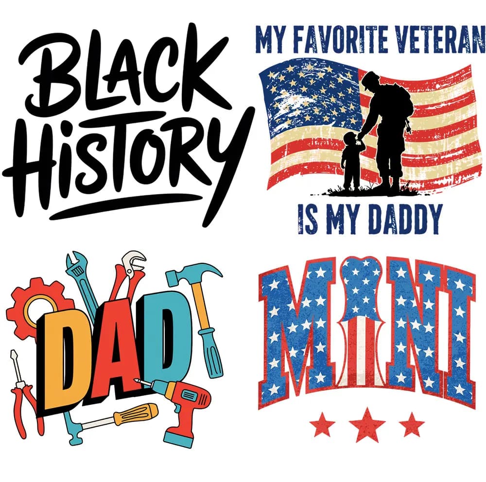 Patch Impermeabili per Abbigliamento, Vinile Termoadesivo, Trasferimenti Termici ad Acquerello per T-Shirt e Felpe, Adesivi Black History Is My Daddy