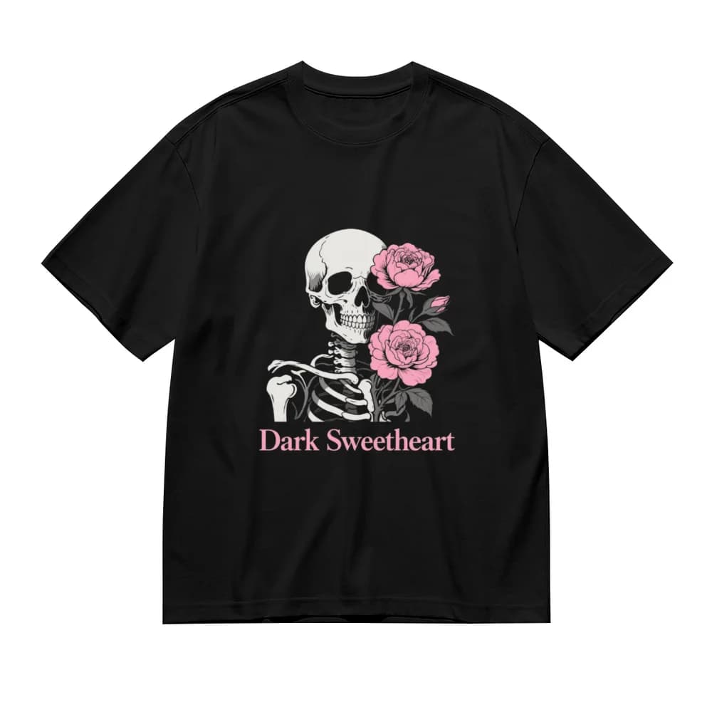 T-shirt in cotone casual con stampa teschio rosa scuro Sweetheart T-shirt unisex Uomo Donna T-shirt oversize creativa Regali per ragazze femminili
