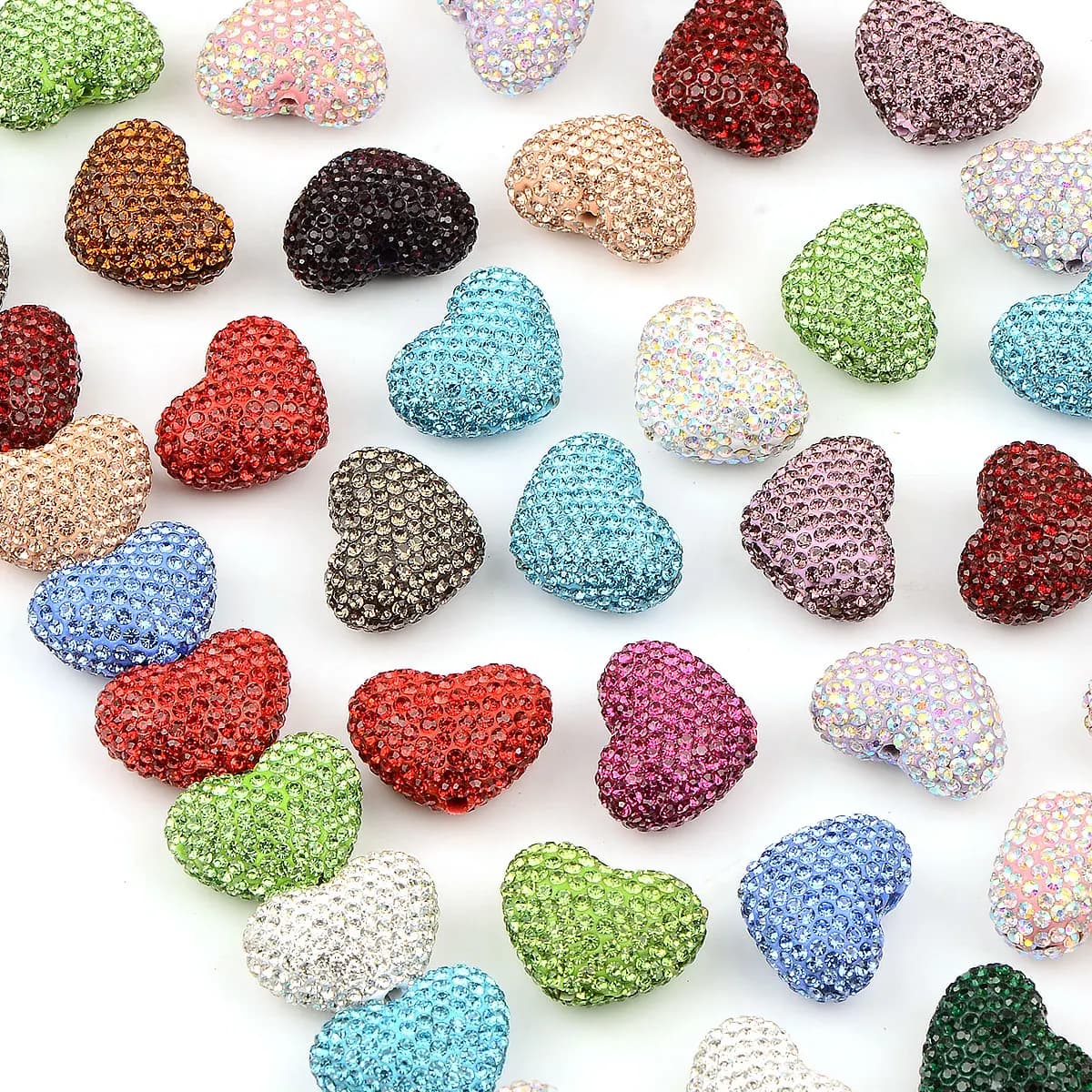 4 pezzi 1.8x2.4cm Mix di colori casuali strass a forma di cuore perline di argilla polimerica collana con ciondolo accessori per la creazione di gioielli