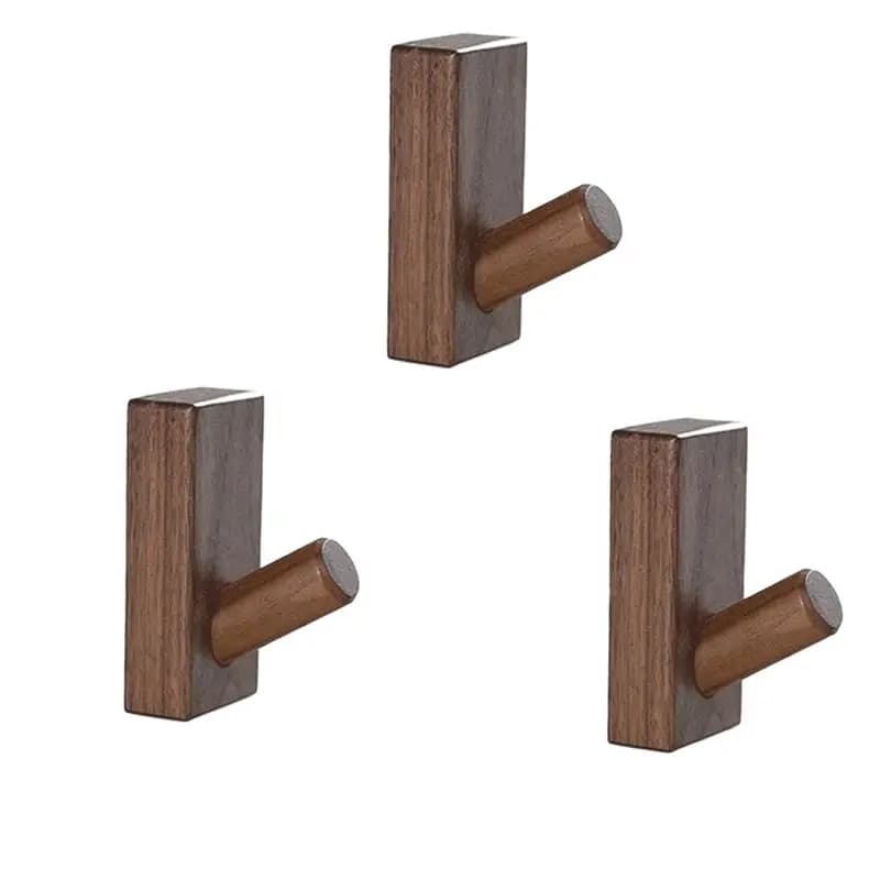 ABHI-Simple Solid Wood Hooks Clothes Hangers Bathroom Wall Hooks Bedroom Coat Storage Racks Home Towel Key Decorative Hooks