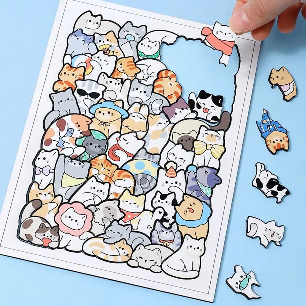 50 pezzi puzzle di gatto in legno puzzle di legno animale impilabili giocattoli puzzle educativo per bambini ragazzi ragazze regali decorazione pittura