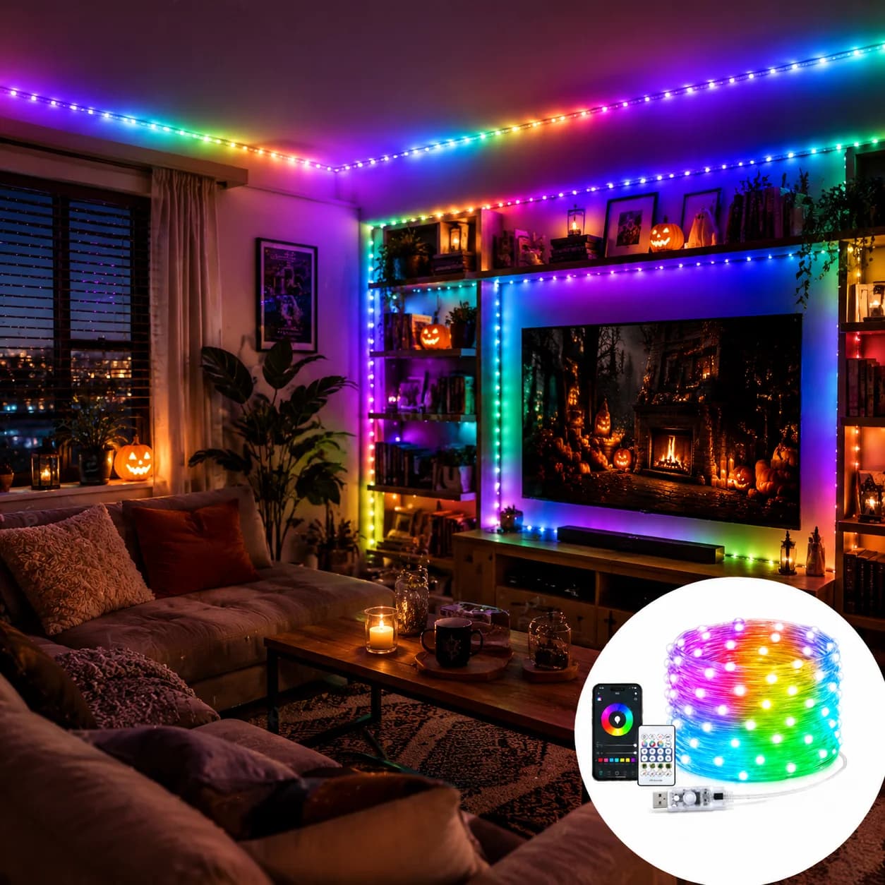 DIY Smart RGB LED Lights USB Bluetooth APP Control Color Changing String Light for Home Party Decoration