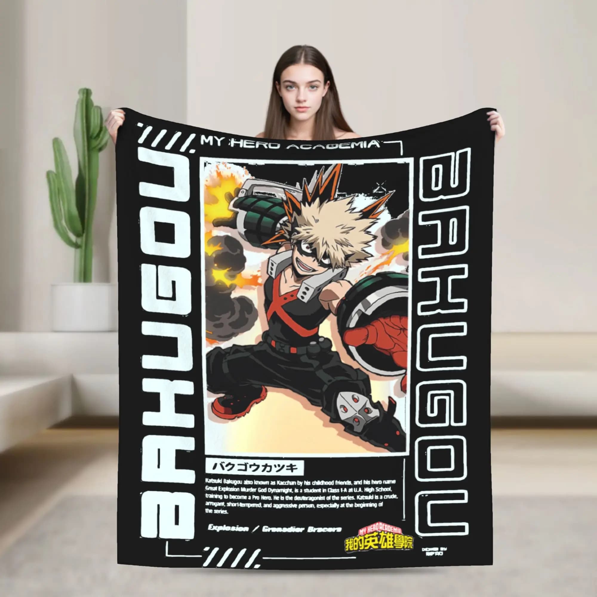 Katsuki Bakugou My Hero Academia Blanket Plush Novelty Warm Throw Blankets for Bedding Lounge Winter,