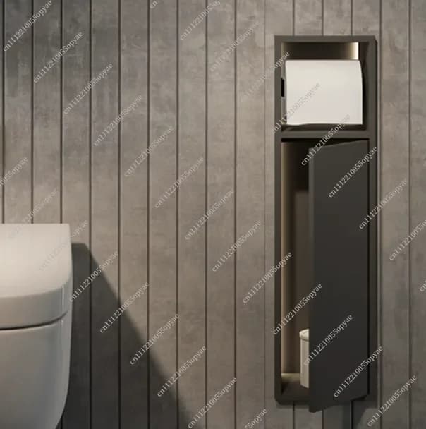 Stainless Steel Niche Concealed Embedded Toilet Roll Stand Brush Holder Hotel Shelf SUS304 Tissue Holder