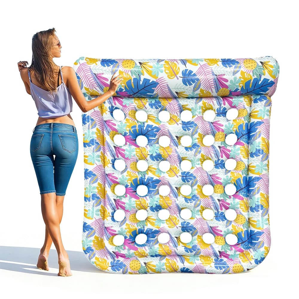 1 pc portable water floating bed with a double hole float, suitable for summer beach swimming pool water entertainment