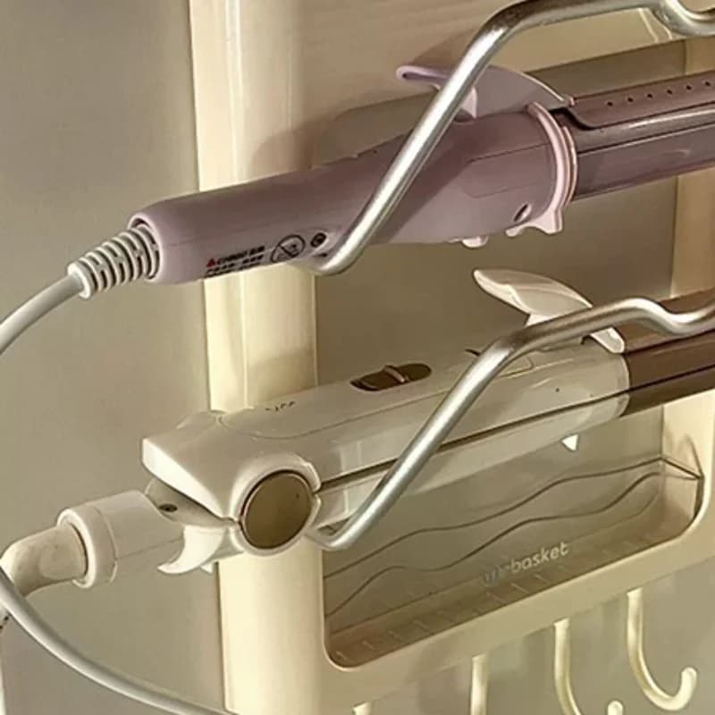 Wall Mounted Hair Dryer Storage Rack Curling Iron Holder Bathroom Organizer Storage Shelf Bathroom Accessories