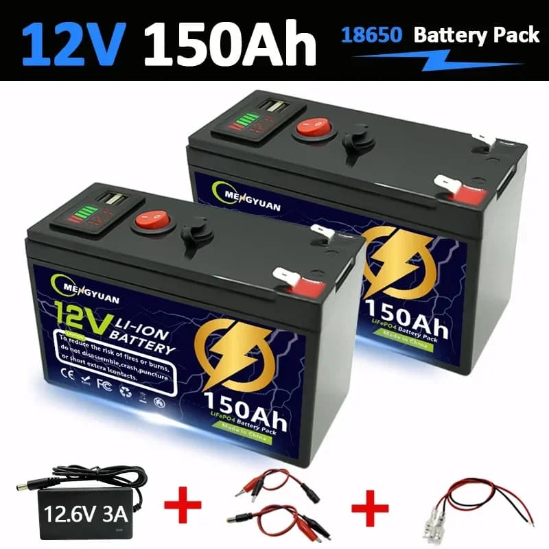 Ciclo profondo della batteria ricaricabile al litio LiFeP04 da 12 V 150 Ah per energia solare, UPS, scooter, ruote elettriche, Fish Finder, BMS integrato