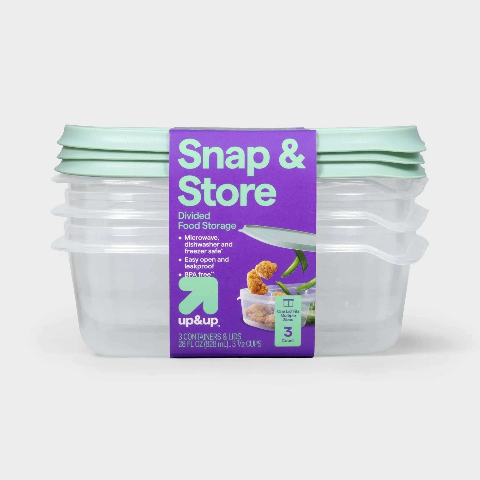 3ct Clear Plastic Divided Rectangle Food Storage Containers With Snap Lids For Meal Prep And Lunch Organization