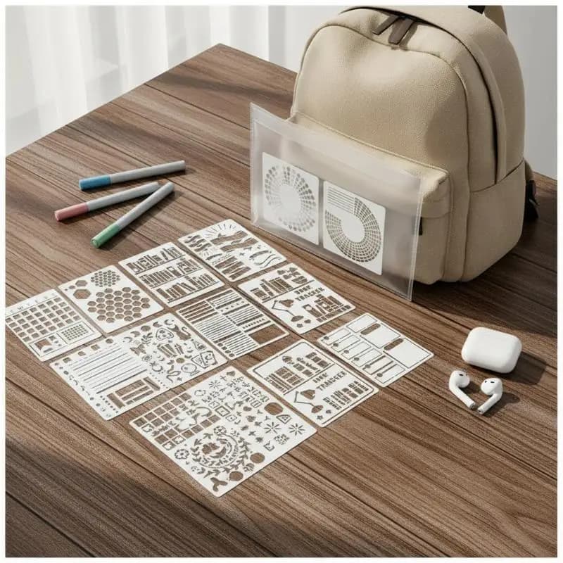 16Pcs Reusable Geometric Drawing Stencils Journal Template Tools For Planner Notebook DIY Art Creation Tool