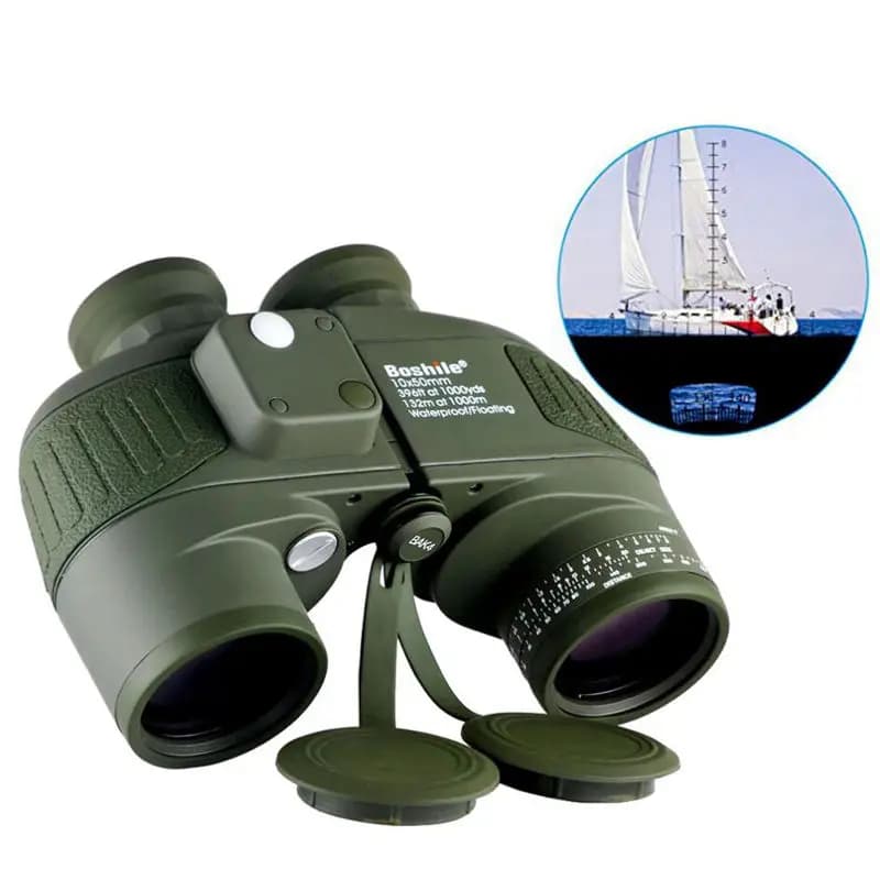Boshile Binocolo 10x50 Binocolo marino verde professionale Bussola impermeabile Telemetro Telescopio da caccia