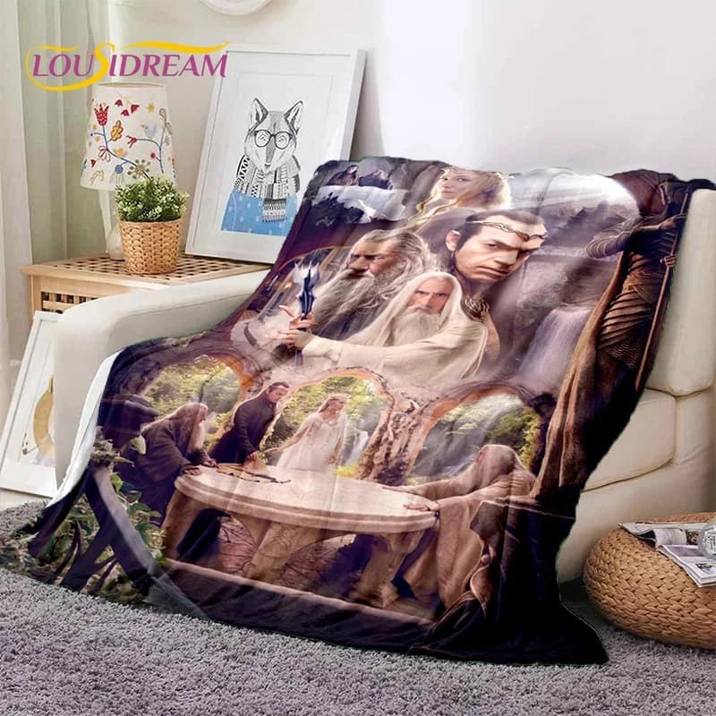 L-Lord of The Rings H-Hobbit Movie morbida coperta di flanella per letti divano camera da letto Picnic, coperta da tiro per il regalo di pisolino per il tempo libero all'aperto