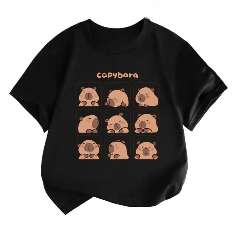 T-shirt a maniche corte per bambini carini con stampa capibara di nuova tendenza estiva T-shirt carina e comoda e versatile per ragazzo e ragazza