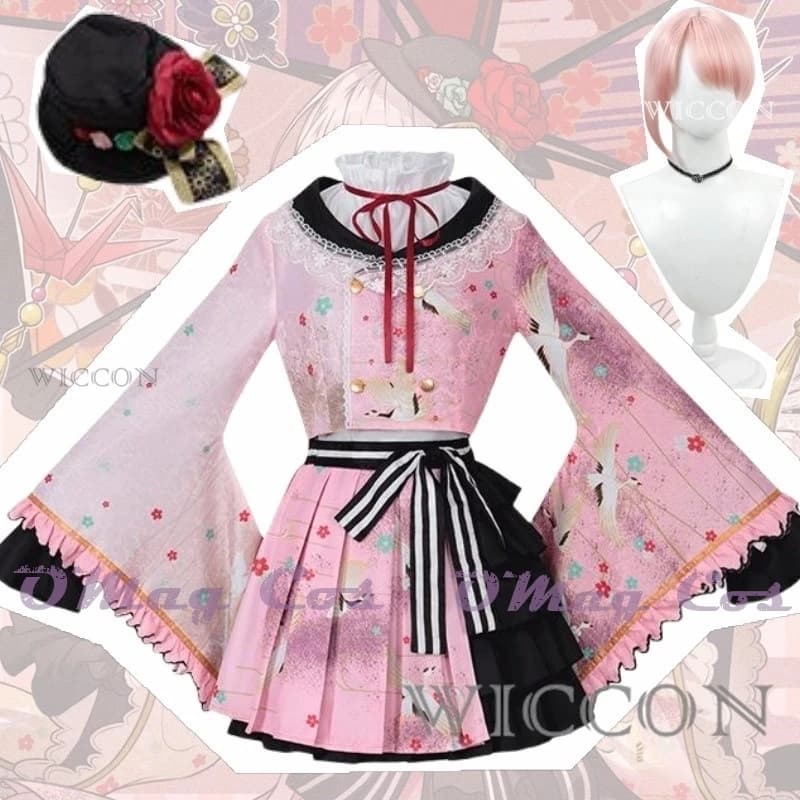 Akiyama Mizuki Cosplay Cute Lolita Dress Maid Clothing with Wig 25:00 At Nightcord Halloween Party Outfit