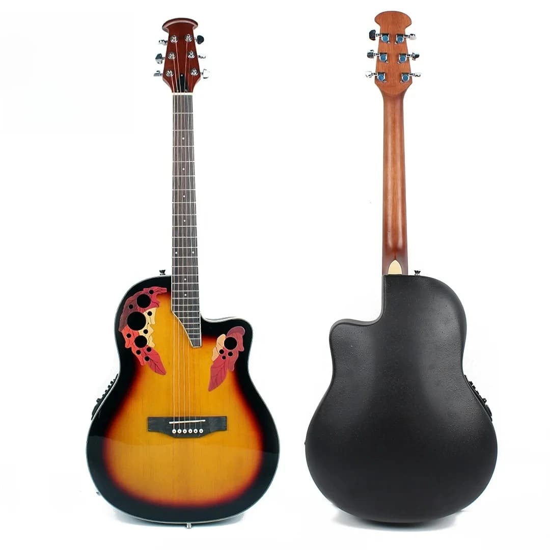 Nuovo stile per principianti Chitarra acustica con plettro EQ Uva Soundhole Scatola elettrica da viaggio in fibra di carbonio Nero Blu Rosso Stile