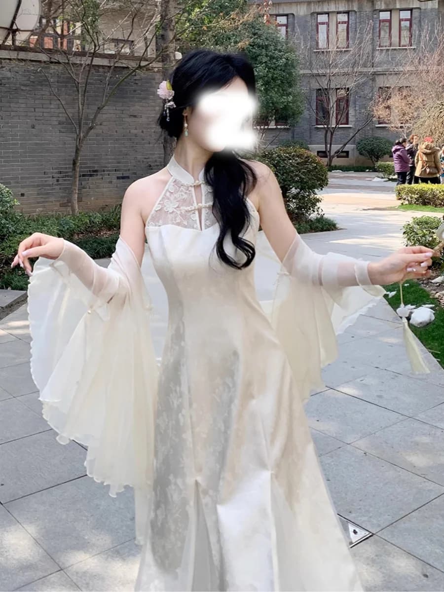 New Chinese Style Women's Summer Fashionable Sun Protection Clothing with Lace Trimed Chiffon Outerwear for Dresses