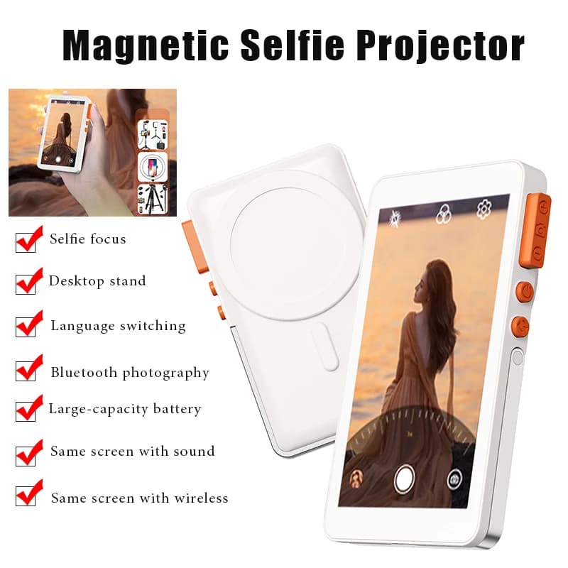 Proiettore per schermo selfie audio portatile Schermo per monitor magnetico wireless con messa a fuoco regolabile Dispositivo per schermo selfie per telefono cellulare