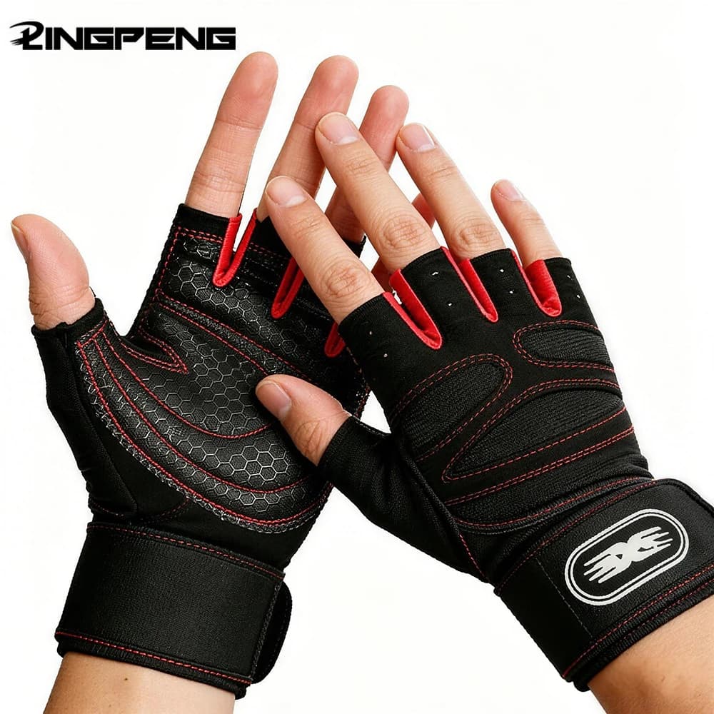 1 pair of training gloves, anti-slip weight lifting gloves, superior grip and palm protection for weight lifting, fitness, gym, cycling