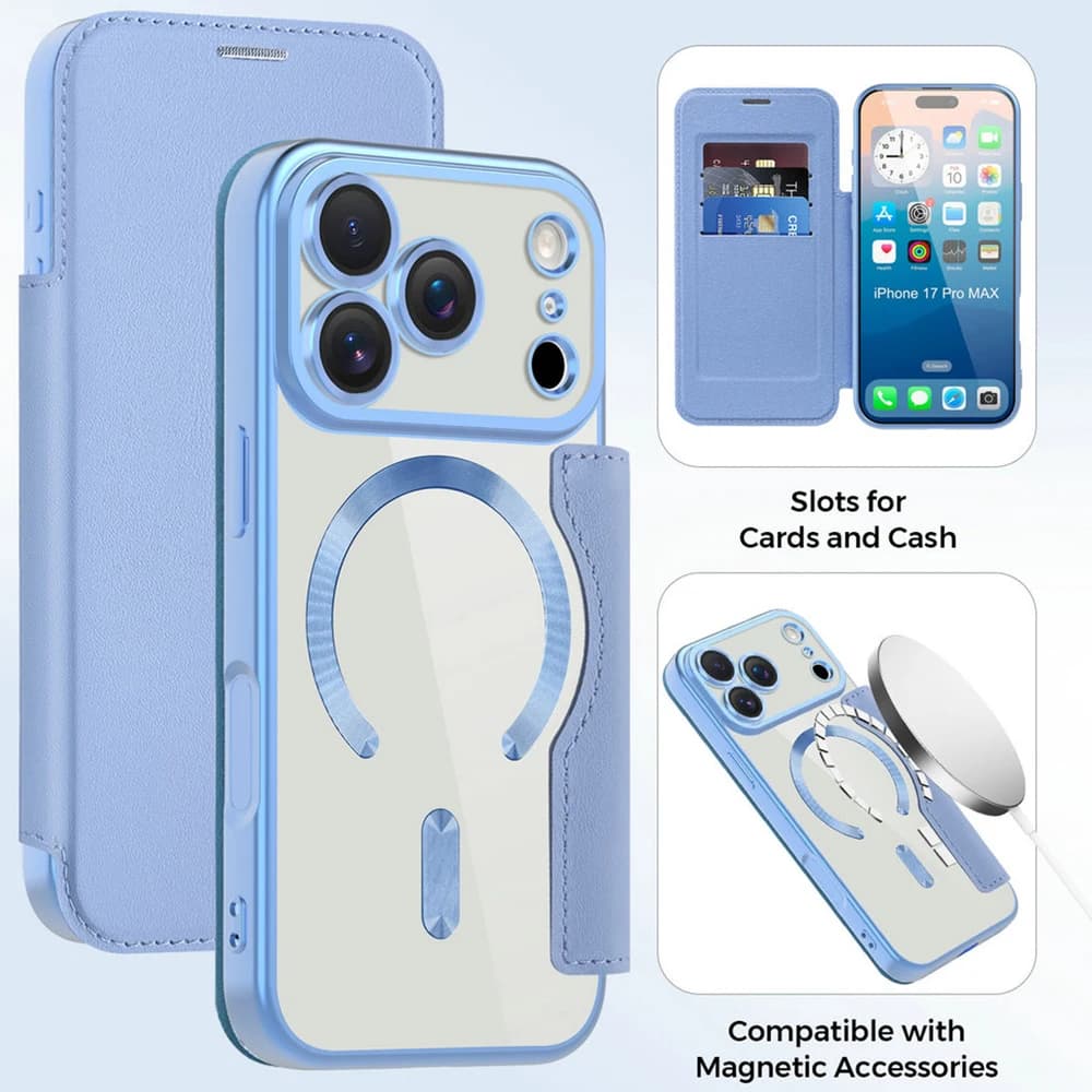 Custodia Flip per iPhone 17 Pro Max 5G 2025 Magsafe Cover Portafoglio in pelle RFID Magnete Fonda per iPhone 17 Air Custodia iPhone17 Pro Coque