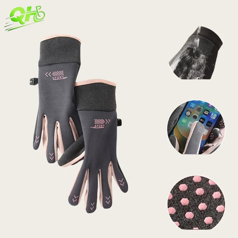 Guanti da ciclismo invernali da donna moto bici elettrica touchscreen in pile caldo guanti da sci da corsa antivento antiscivolo impermeabili
