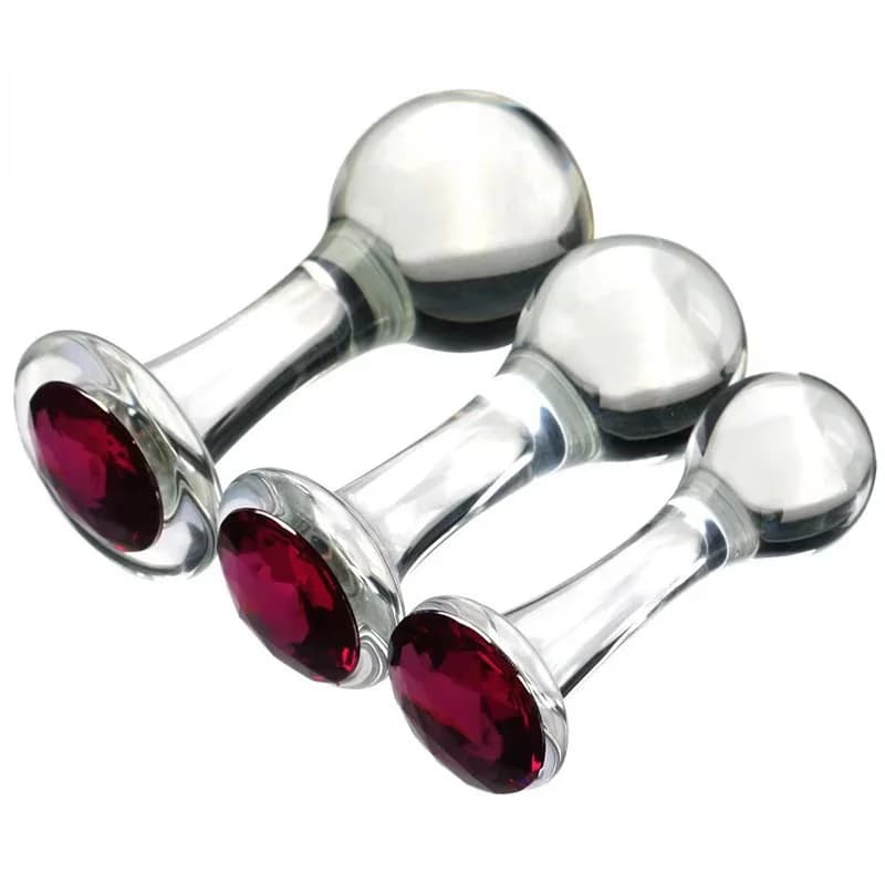 Spina anale in vetro trasparente di 3 dimensioni spina di testa con diamante rosa giocattoli Sexy per uomo donna inserto Buttplug Dildo Bdsm Analplug Sex Shop