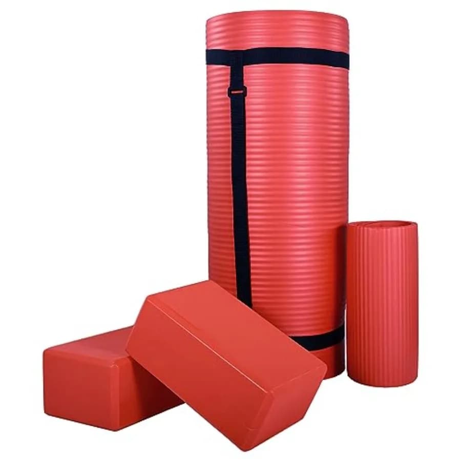 Tappetino Yoga Spesso 71x24 Pollici con Protezione Ginocchia e Blocchi Opzionali per Casa, Studio o Palestra, Extra 1 Pollice, in Schiuma Antiscivolo e Antistrappo