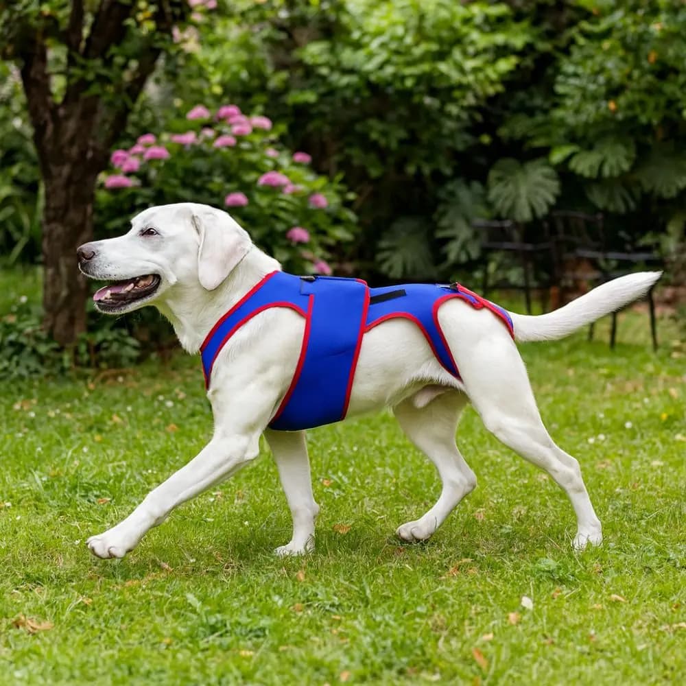 Tutore per la schiena per cani regolabile, addensato e confortevole, vestiti lenitivi per cani, protezione per la schiena, imbracatura di supporto per animali domestici traspirante all'aperto
