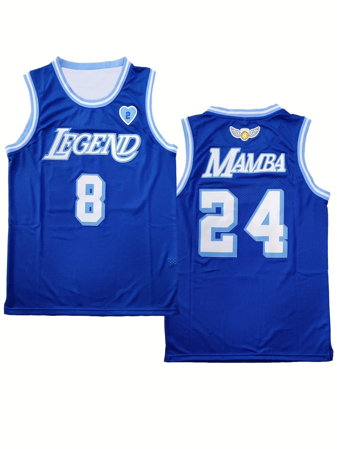 Maglia da basket blu sul davanti # 8 Indietro # 24 Felpa in rete traspirante adatta per basket e sport all'aria aperta dal design casual
