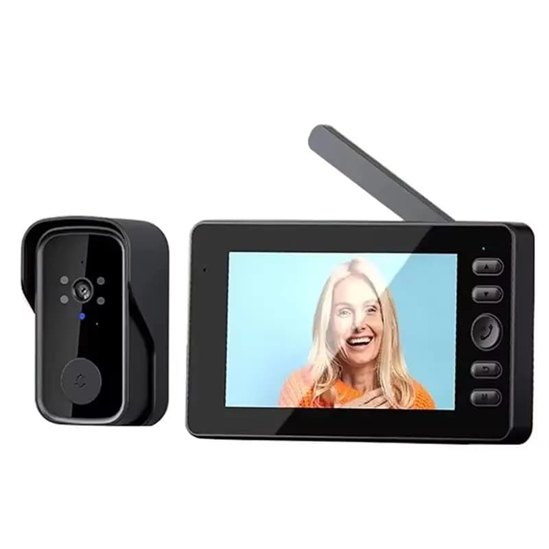 Campanello Video Wireless con Interfono Bidirezionale, Consegna in 24 Ore, Schermo LPS da 4,3 Pollici, Visione Notturna, Telecamera Impermeabile per Sicurezza Domestica