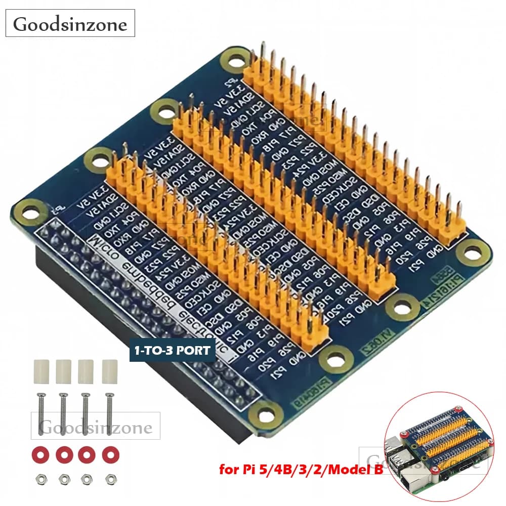 Raspberry Pi 3 GPIO 1-to-3 Port Expansion Board – Triple 40-Pin Breakout Module for Pi 5/4B/3/2/Model B