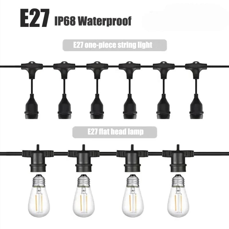 Outdoor E27 filettato portalampada stringa impermeabile IP68 LED striscia sigillata linea Farmyard Garden Wedding Evening String Lamp