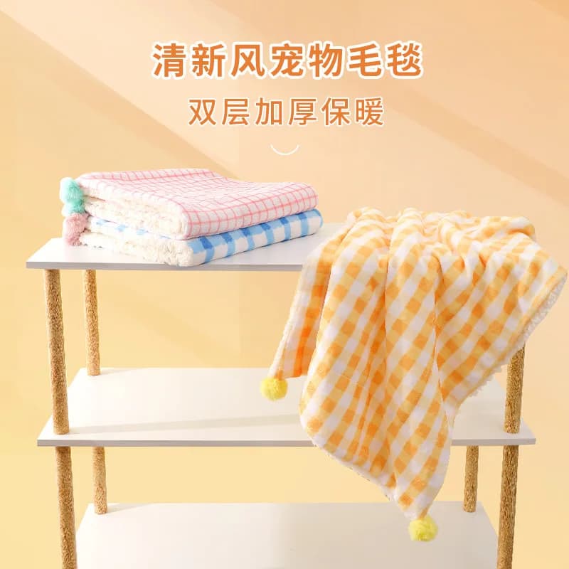 Pet blanket autumn and winter warm cat litter cat pad plaid carpet super soft puppy quilt