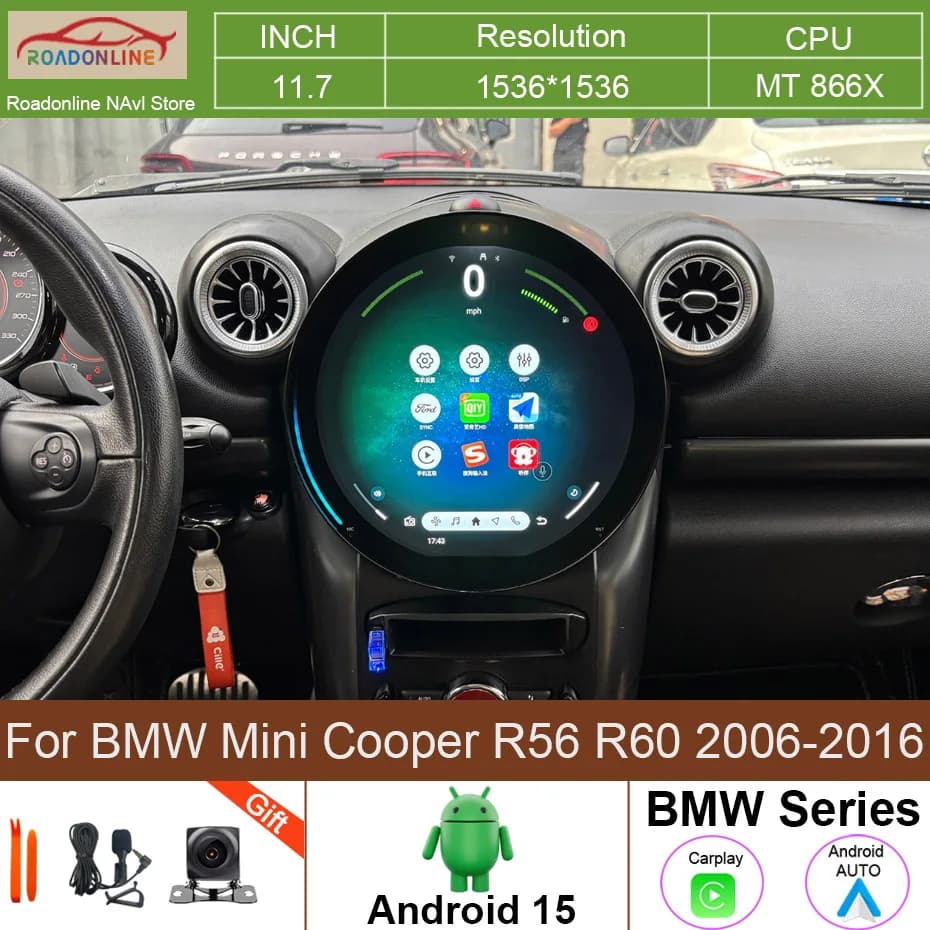 Ultimo Modello 2026 11.7 Pollici Android 15 Per BMW Mini Cooper R56 R60 2006-2016 Carplay Navigatore Auto Stereo Lettore Multimediale