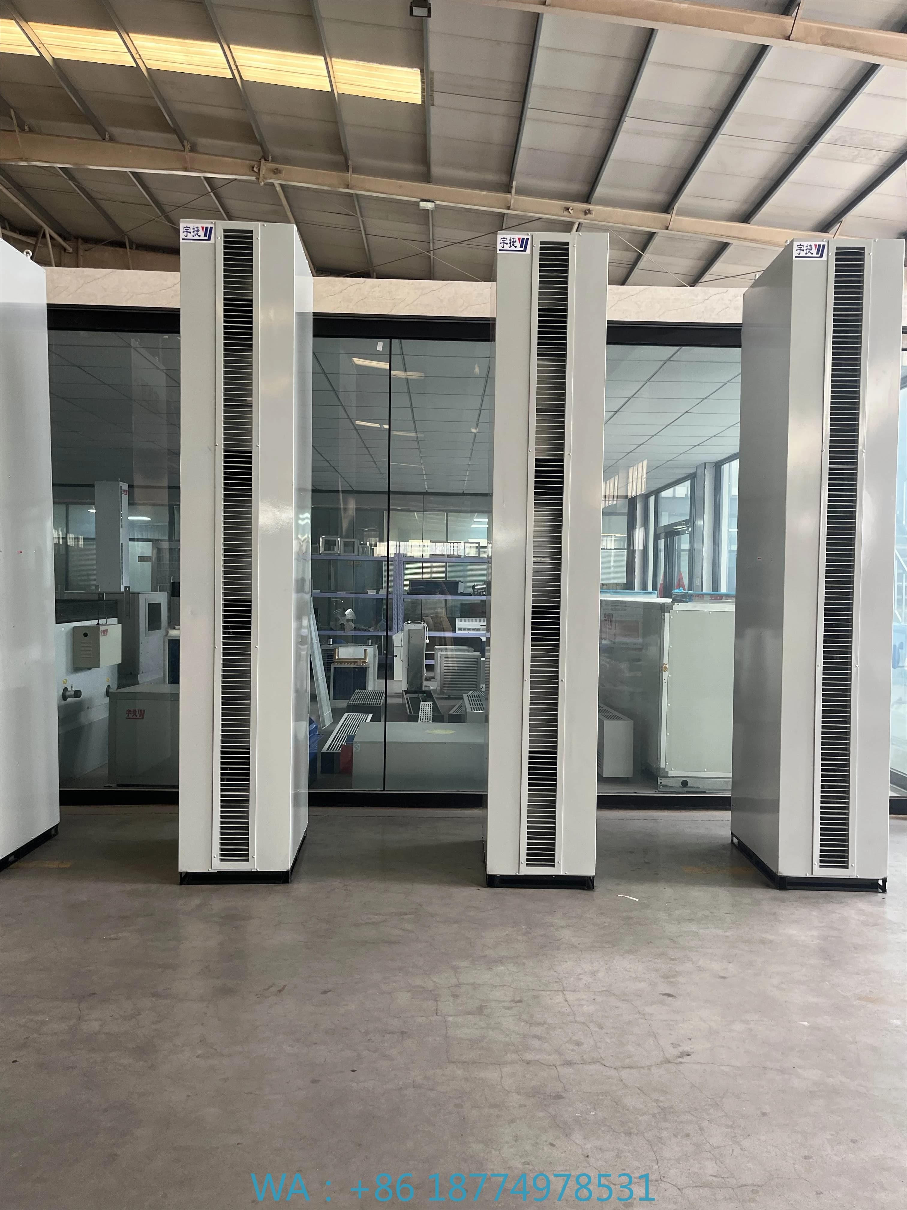 Air curtain blowing side flow with heating function Hot wind hot side axial style