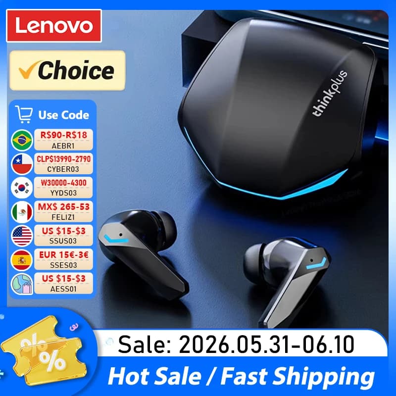 Lenovo GM2 Pro Bluetooth 5.3 Headphones with 9D Stereo Pro 6 Headphones Double Mode Music Game Wireless Headset