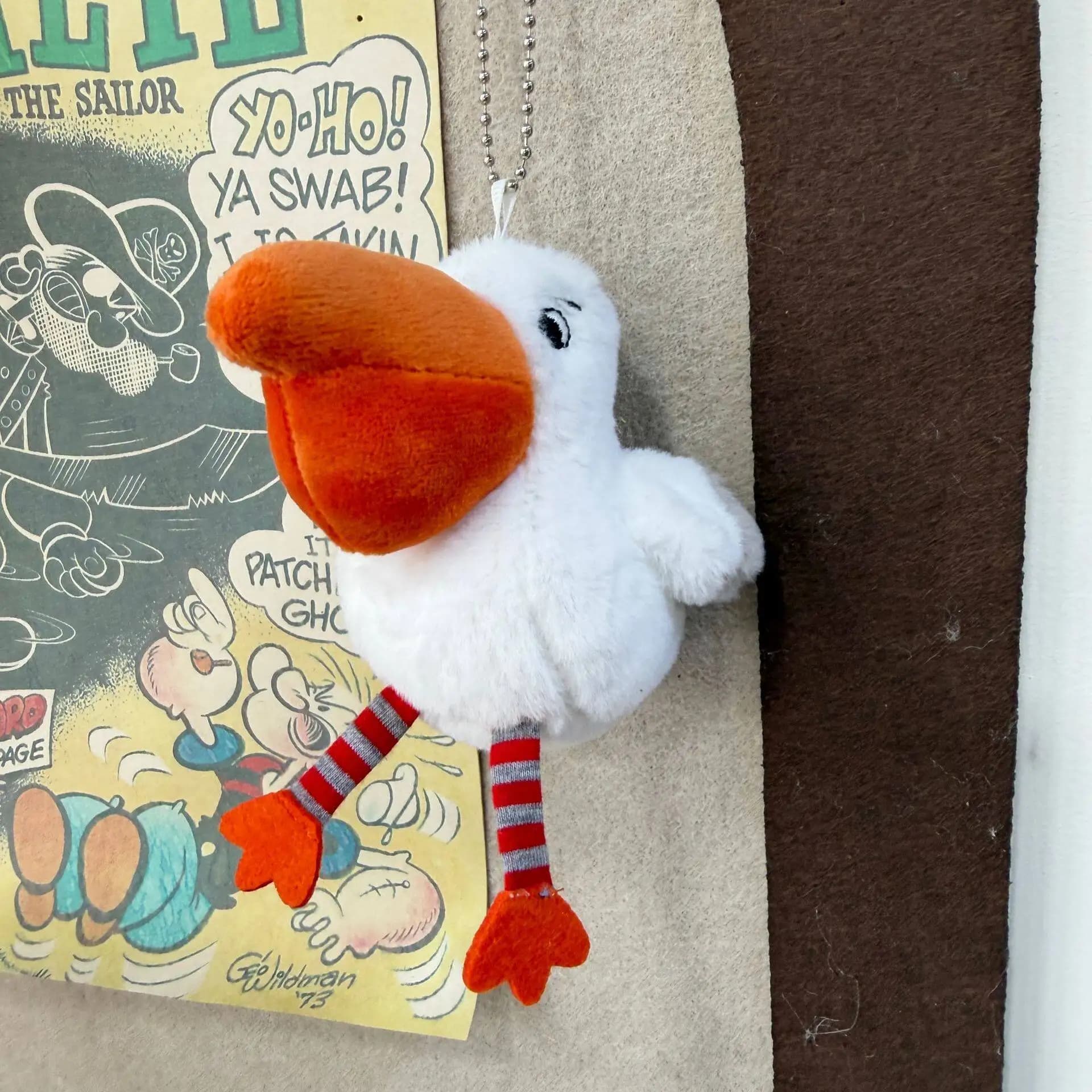 Cute Pelican Friend Ocean Plush Keyring Charms Cartoon Simulation Animal Bird Plush Stuffed Keyring Backpack Decor Birthday Gift