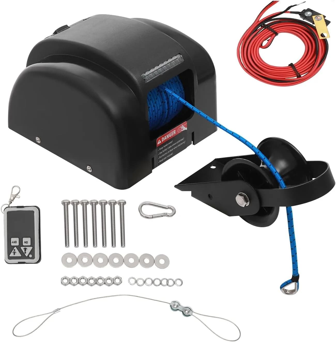 Bruce Anchor 35LBS Electric Boat Winch Remote Control 100ft Rope 12V 24ft Boat Retrofit/Upgrade New