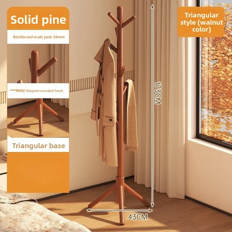 Solid Wood Coat Rack Wardrobe Organizer Standing Clothes Hanger Storage Rack Bedroom Furniture Coat Rack Home Clothes Rack