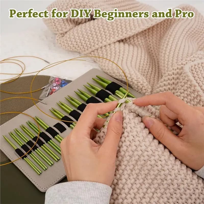 Circular Knitting Needles Set 13 Pairs Aluminum Box