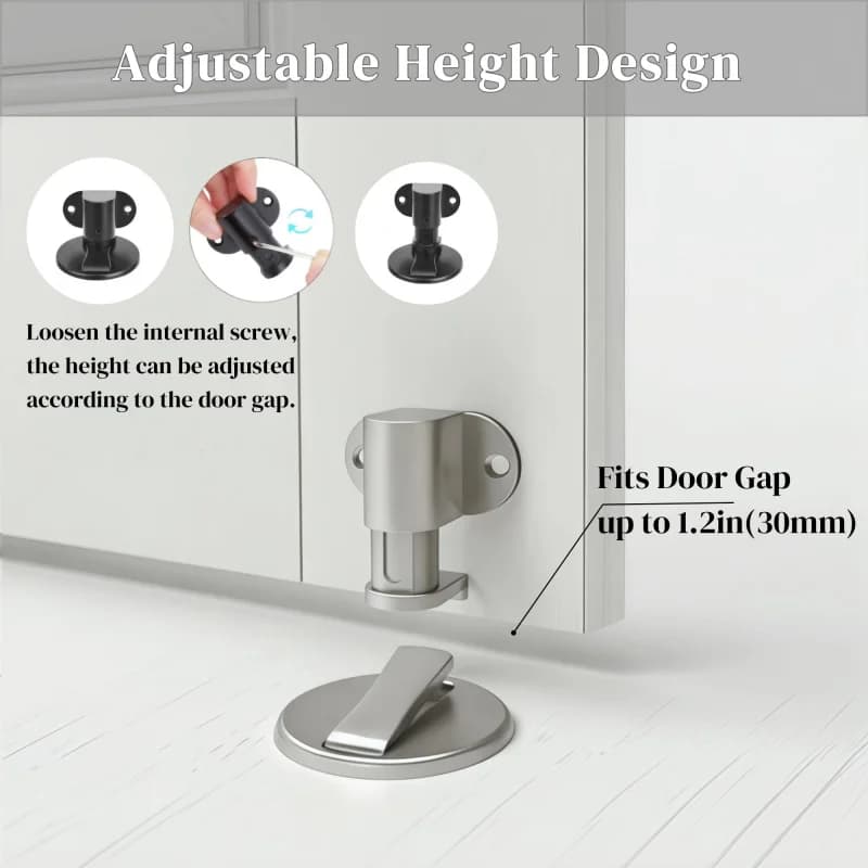 Adjustable Stainless Steel Magnetic Door Stopper Anti-Collision Invisible Punch-Free Home Safety Accessory for Bathroom Floor