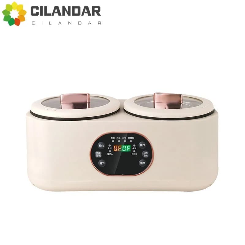 Cuociriso Elettrico a Doppia Camera Multifunzione Completamente Automatico Intelligente con Funzione Hot Pot e Vaporiera
