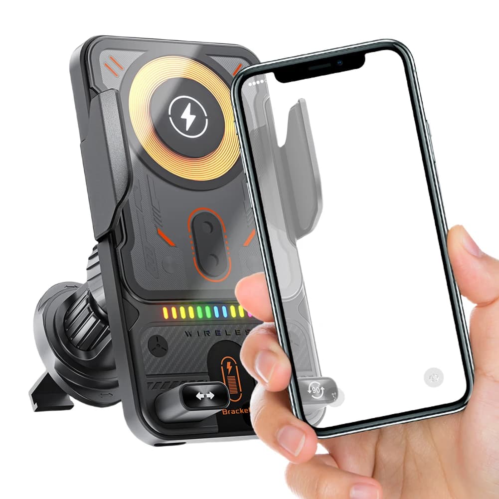 Caricatore Wireless per Auto, Supporto Telefono da Auto per Bocchetta dell'Aria, Supporto Cellulare con Blocco Automatico, Accessori Auto